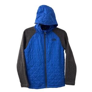 The North Face Blue Gray Lightweight Hooded Puffer Jacket Size Youth Large 14/16